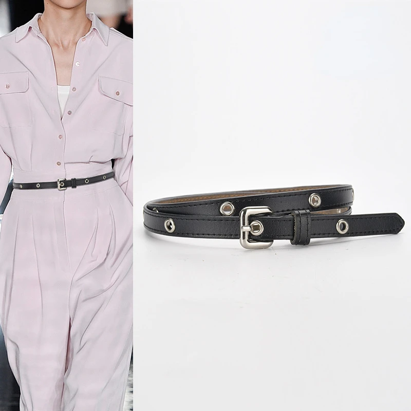 

New Cowhide Women's Belts Personality Fashion Rivet Decorative Belt Women's Fashion Dress Slim Belt Designer High Quality Belt