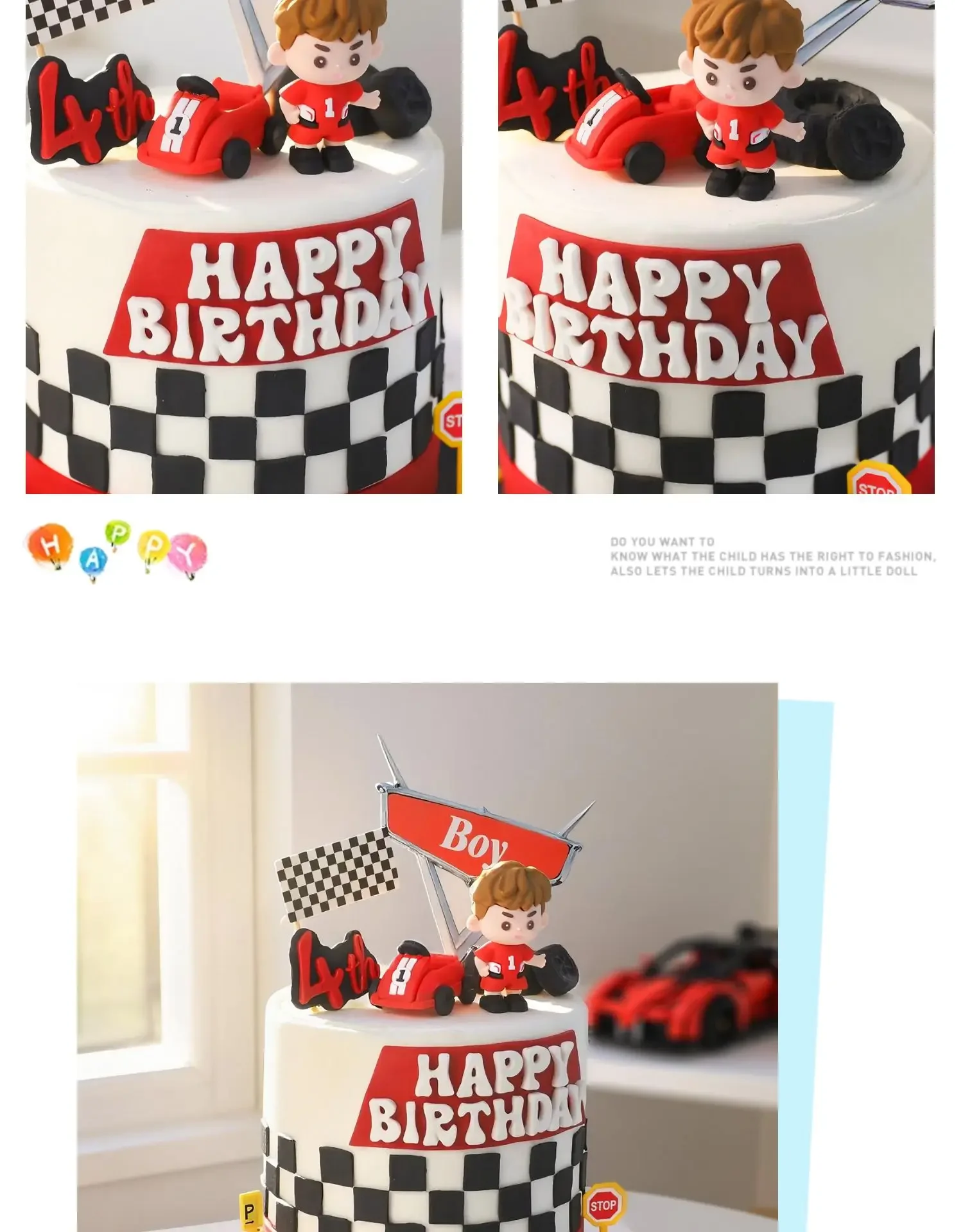Cartoon Junge Rennwagen Kuchen Topper Rot F1 Racer Weiche Gummi Puppe Kuchen Dekoration für Kinder Geburtstag Party Racing Thema Ornamente – Detail 3