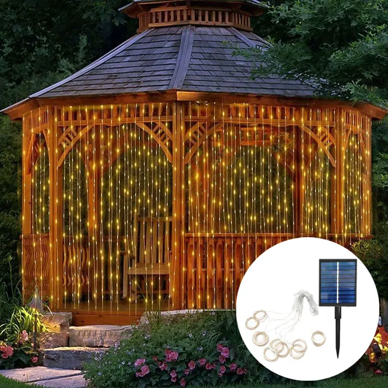 

Christmas Decoration Solar Lamps Outdoor LED Solar Curtain Lights Fairy String Light 3/6M Garland Garden Patio Backyard Decor