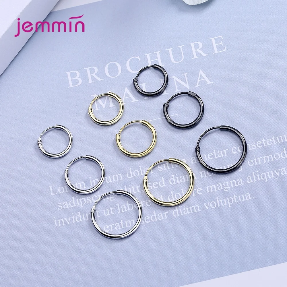 

1 Pair 925 Sterling Silver Hoop Earrings Trendy Punk Round Circle Ear Clip Earring for Women Men Fashion Jewelry Gift Accessory
