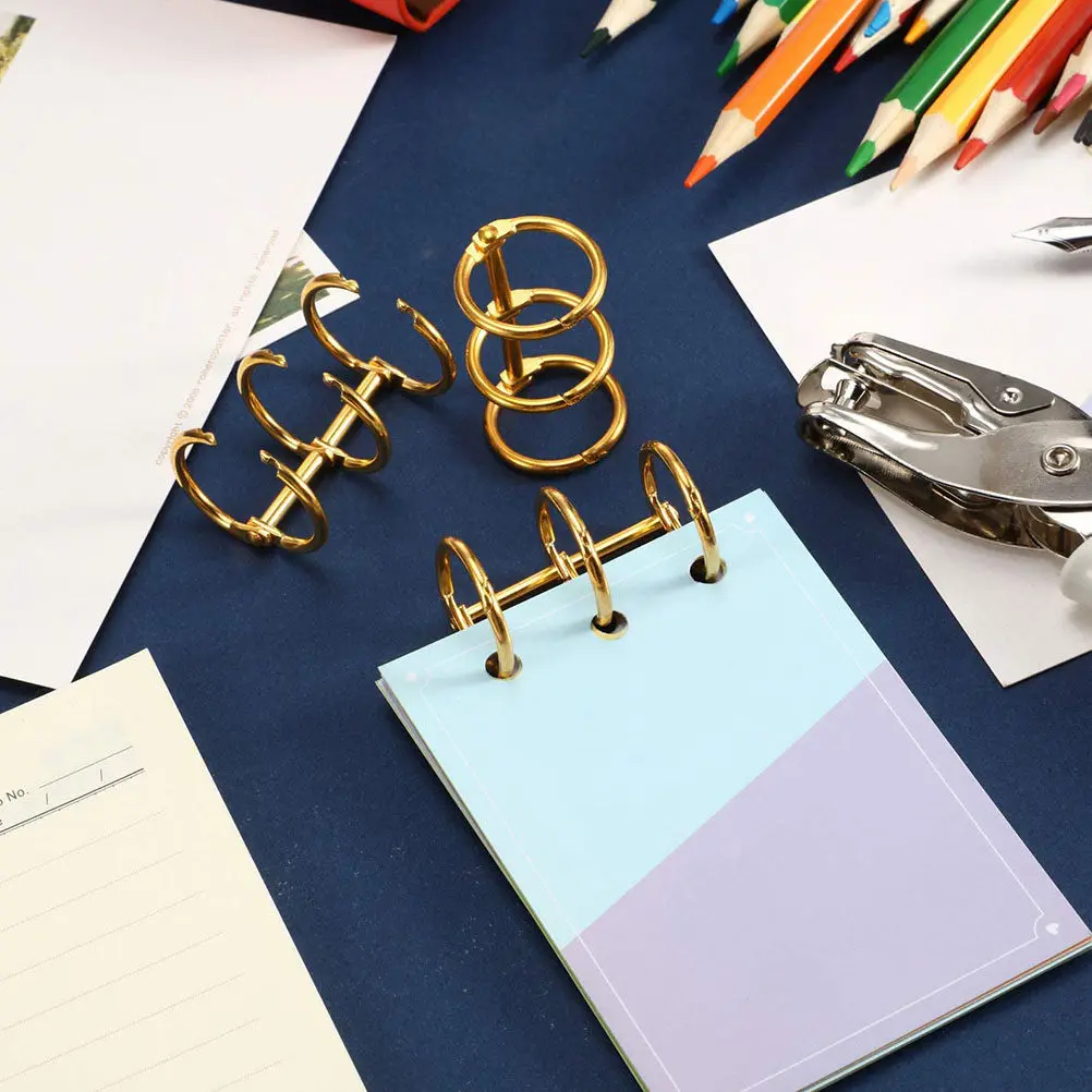 6Pcs Easy Use Binding Rings Strong Snap Ring for Loose Leaf Notebook Document Organization Writing Binder Coil Metal Binding