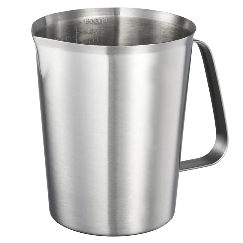 

RM-304 Stainless Steel Measuring Cup With Handle And Pour Lip, Metal Pitcher With Oz And ML Marking, 48OZ/1500 ML- 6 Cup)