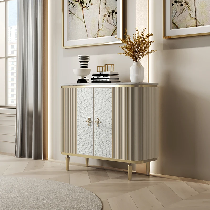 

Light luxury dining side cabinet, marble storage cabinet against the wall, modern shell porch cabinet