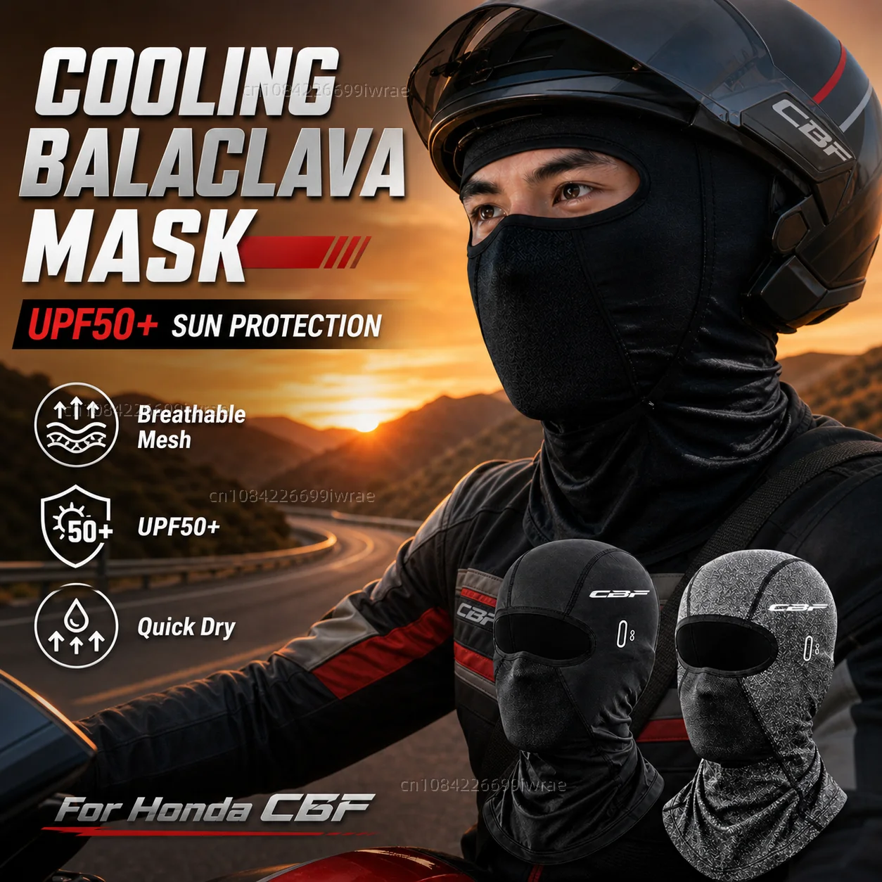 Cooling Motorcycle Balaclava Mask UPF50+ UV Protection Breathable Face Cover Summer For Honda CBF CBF125 CBF190R CBF500 CBF600