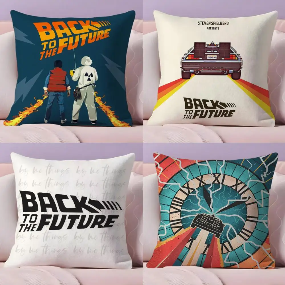 B-Back To The Future Cushion Cover Soft Short Plush Double-Sided Printing Home Decor Machine Washable Pillow Case Gift