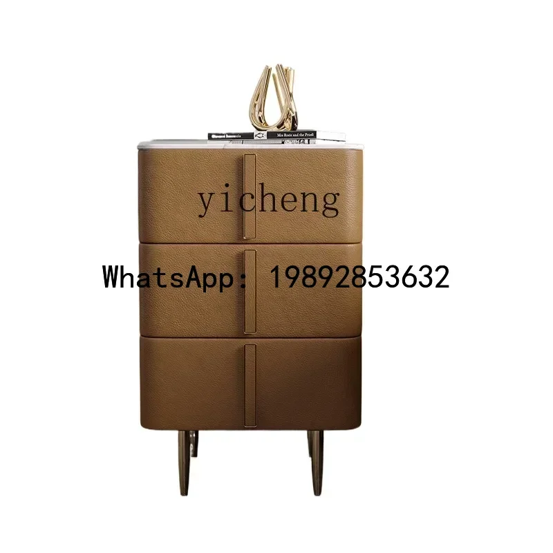 mini bedside table ultra-narrow small apartment minimalist light luxury storage cabinet rock slab rechargeable