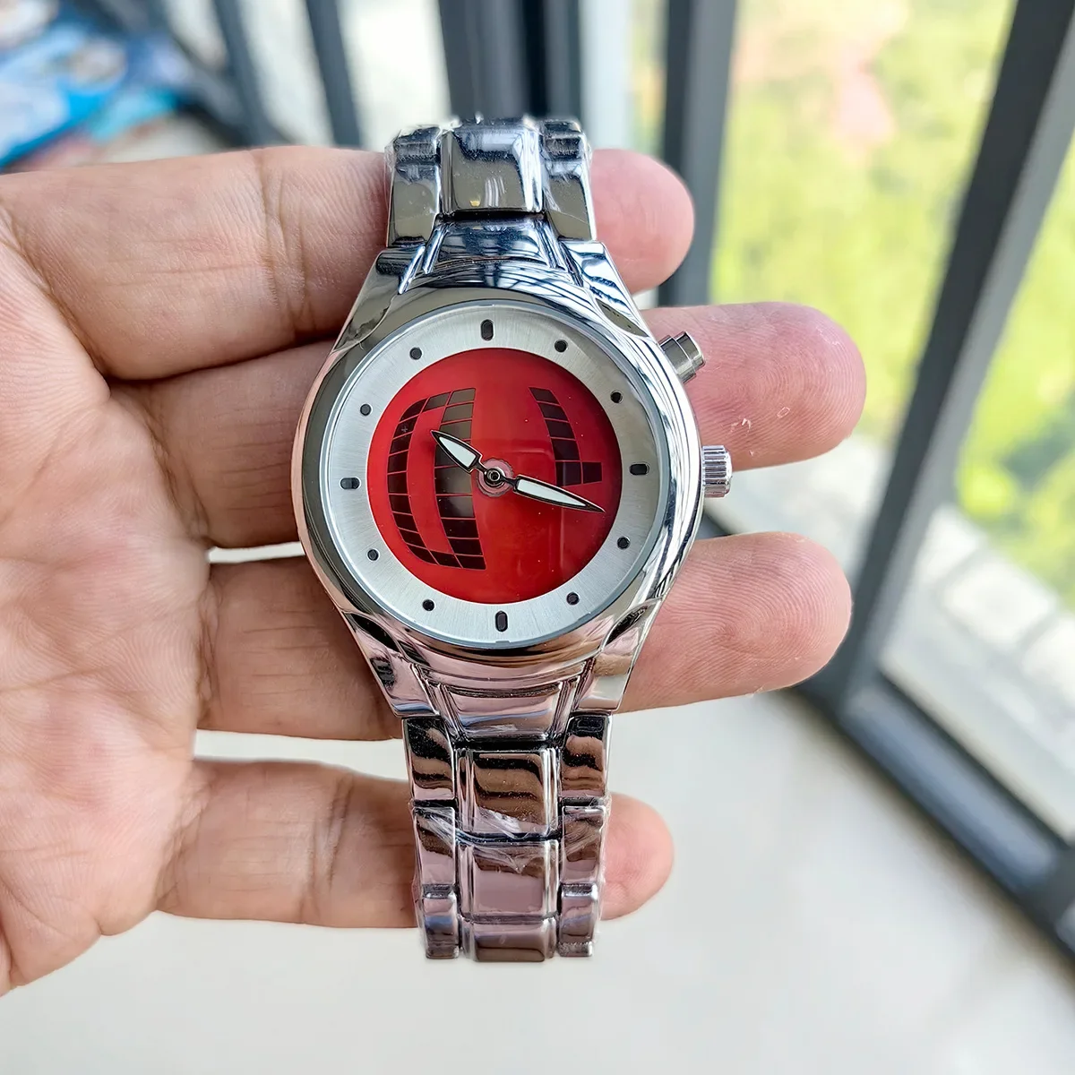 Rood quartz horloge Kleur Vierkant Y2K Wijzernummer Dubbel display Staal Personaliseer Hot Horloges Heren Zakelijk Dynamisch ontwerp Clcok