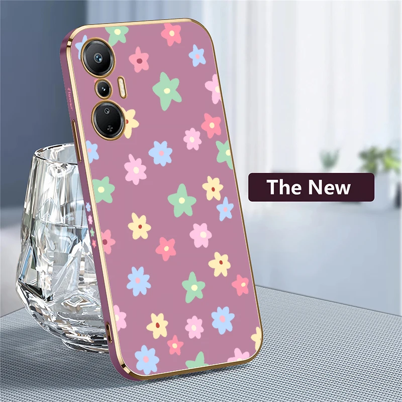 Plating Phone Case For Infinix Hot 12 11S 11 2022 10T 8 9 Play 10 Lite 10i 10S NFC Soft Silicone Flower Print Shockproof Cover - view 4