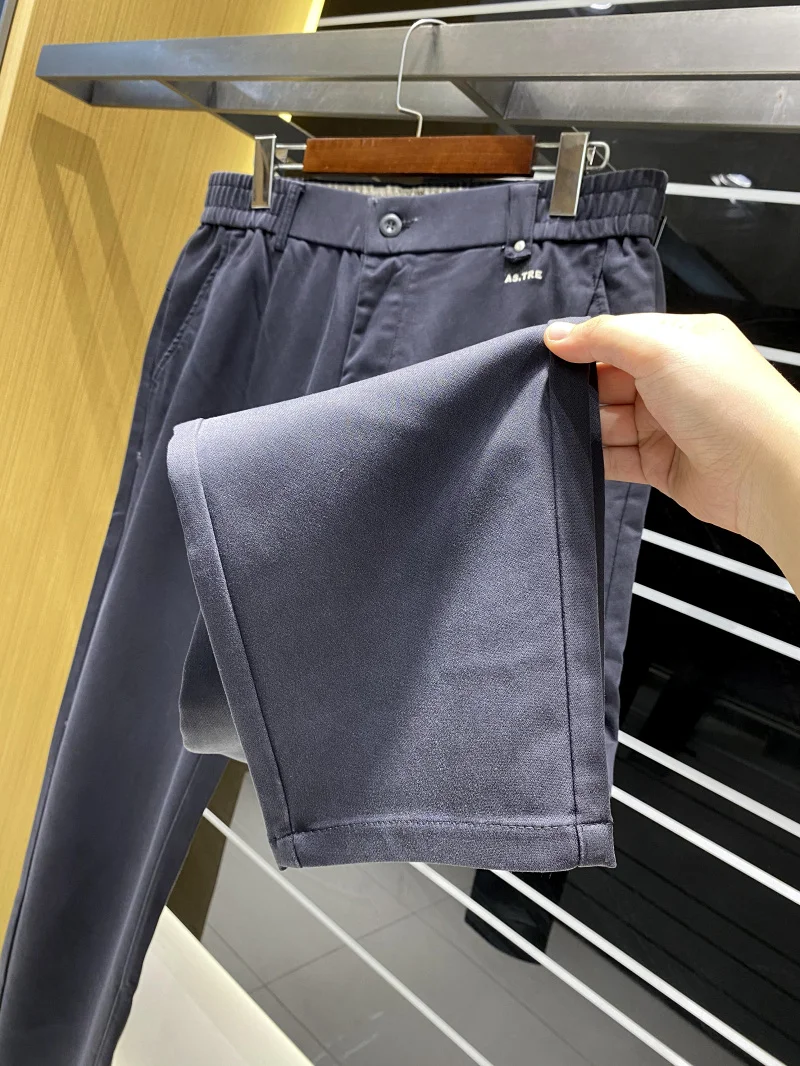 

High Quali Lyocell Fabric Anti-Wrinkle Casual Men's Straight Leg Long Pants Spring Autumn New Sle Pure Color Versatile Le...