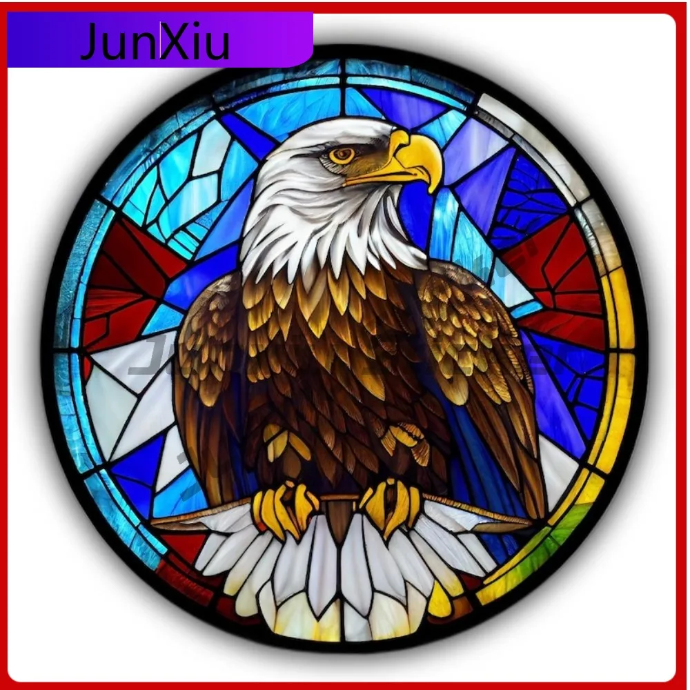 

Bald Eagle Stained Color Art Round Shape Vinyl Sticker Travel Waterproof Exterior Scratch-proof Decals Car Truck Water Bottle