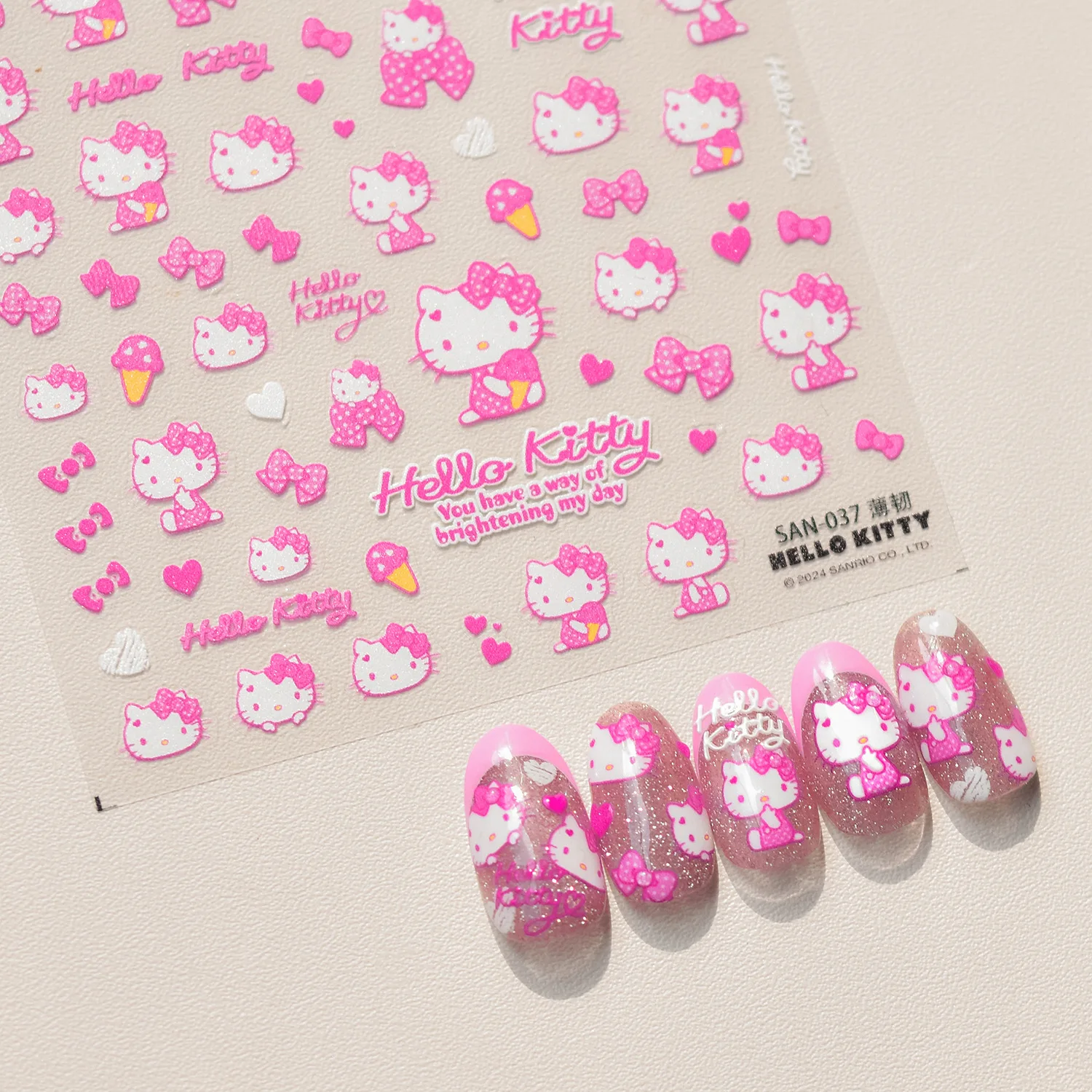 Cartoon Sanrio Nagelsticker Hellokitty Melodie Kuromi Anime Stickers Nail Art Decoratie Diy Press Op Nagels