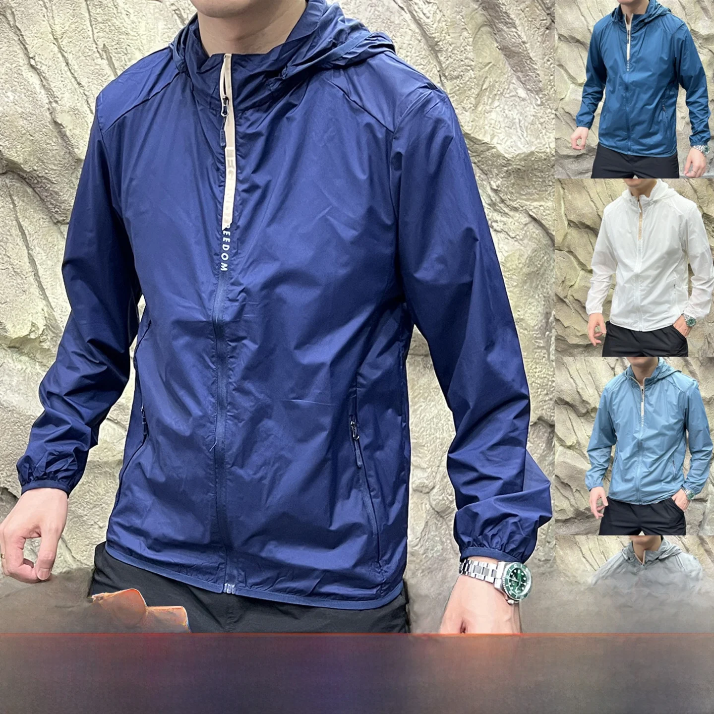 

Lightweight Breathable Waterproof Fabric Outdoor Spring Summer Jaet Youth Stand Fit Long Sve Zipper Closure Color