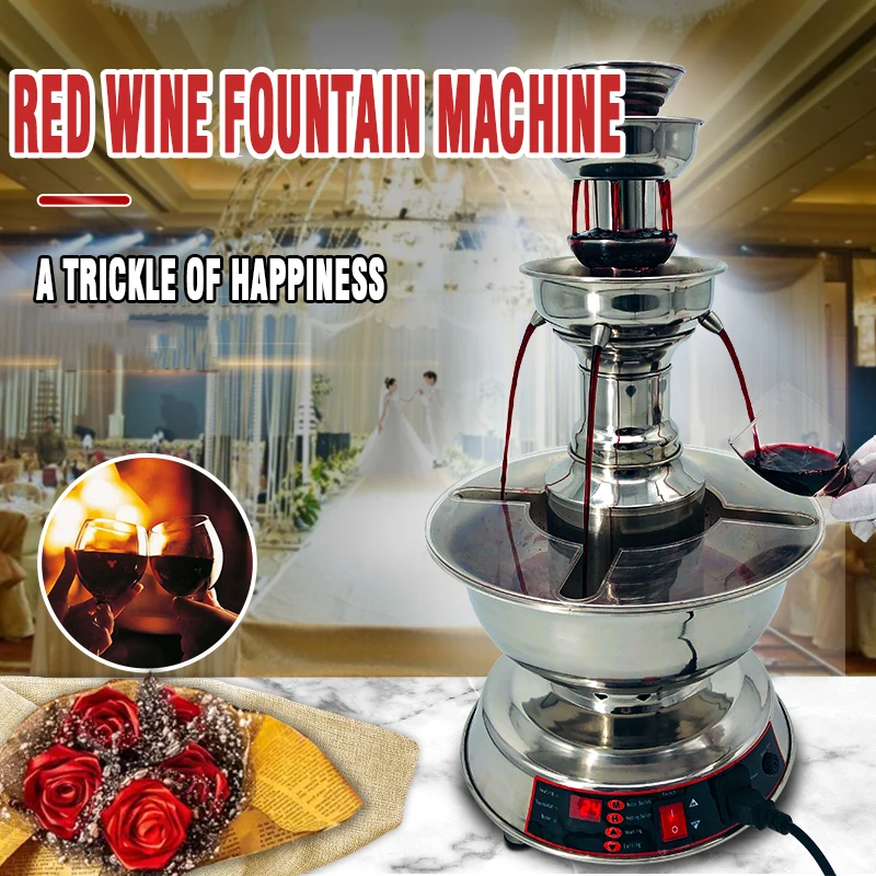 Electric Red Wine Fountain Machine Dispenser Quick Sobering Wine Decanter Pourer For Kitchen Party 3 Tier Juice Waterfall