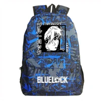 Mochila de moda con cerradura azul de Anime, mochilas escolares con gráficos de Nagi Isagi Yoichi, mochila de viaje para Cosplay, mochila de dibujos animados para niños y niñas