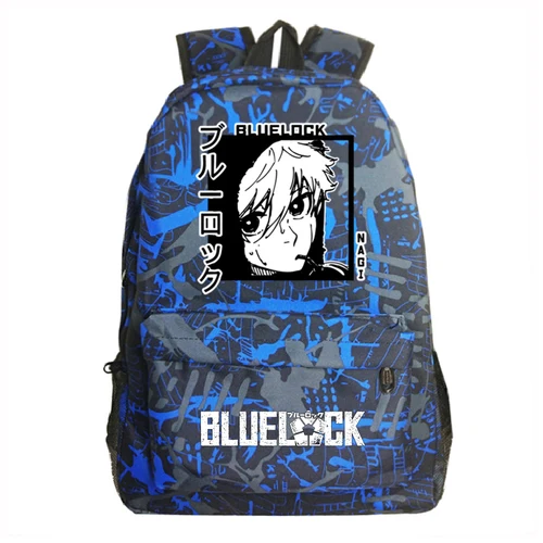 Mochila de moda con cerradura azul de Anime, mochilas escolares con gráficos de Nagi Isagi Yoichi, mochila de viaje para Cosplay, mochila de dibujos animados para niños y niñas