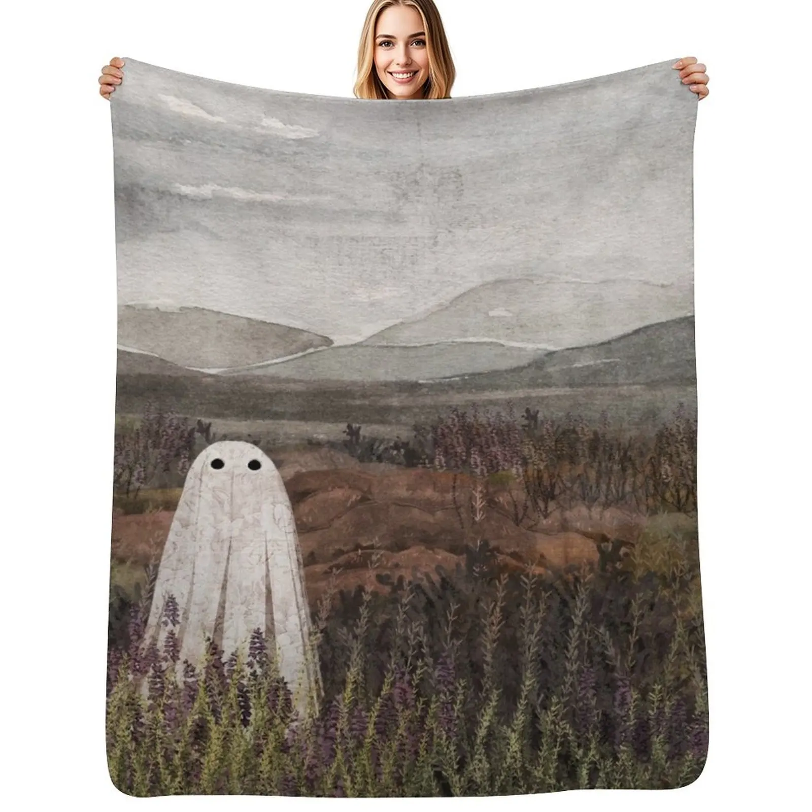 Heather Ghost Throw Blanket Lightweight Warm Blanket for Travel Camping