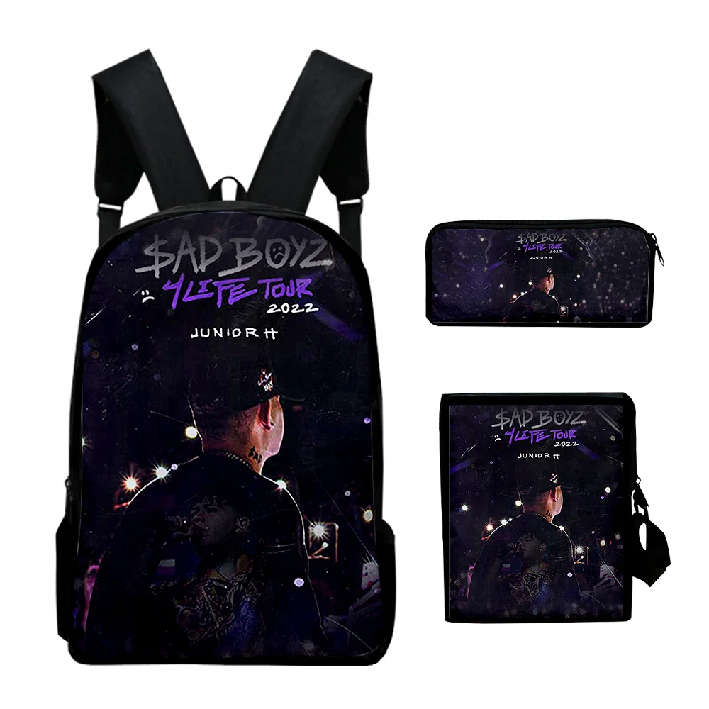 Cantante pop di lusso Junior H Stampa 3D 3 pezzi / set Borse da scuola per alunni Zaino per laptop Zaino Borsa a tracolla inclinata Astuccio