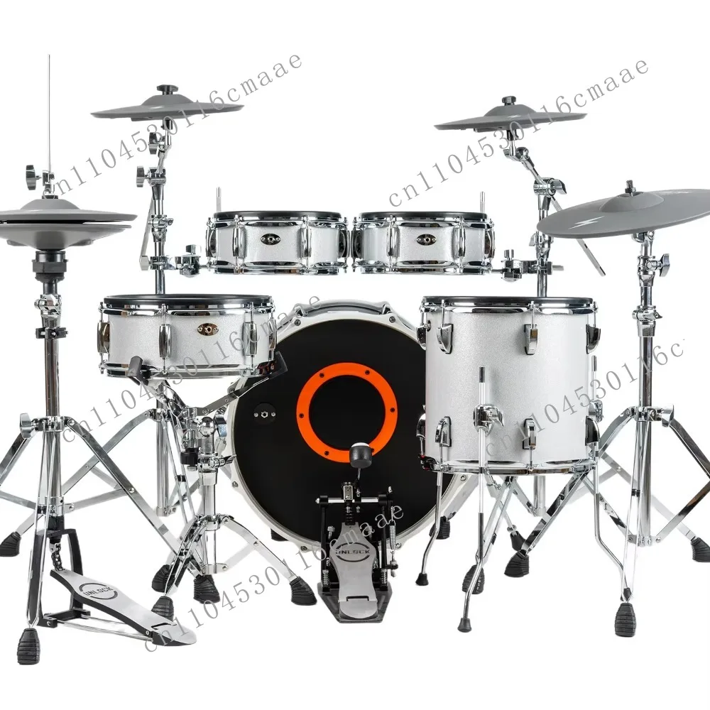 2025 Silver Edition Mini Double Layer Luxury Percussion Instrument Electronic Drum Kit-Lightning Coach Mode Compatible