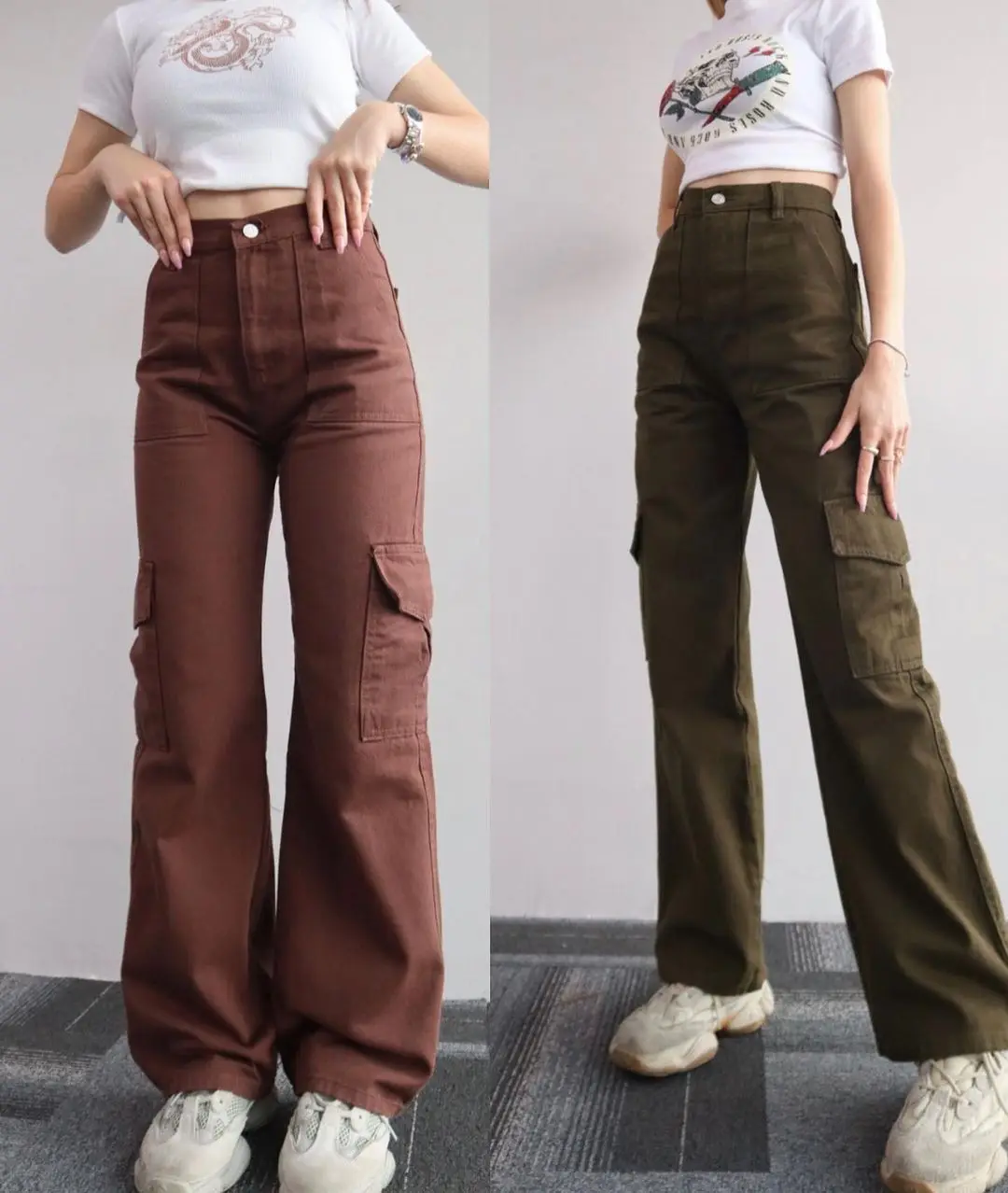 New Autumn And Spring Thin Women Joker Casual Pants Waist Three-dimensional Pocket Pants Waist Overalls Collect waist shape