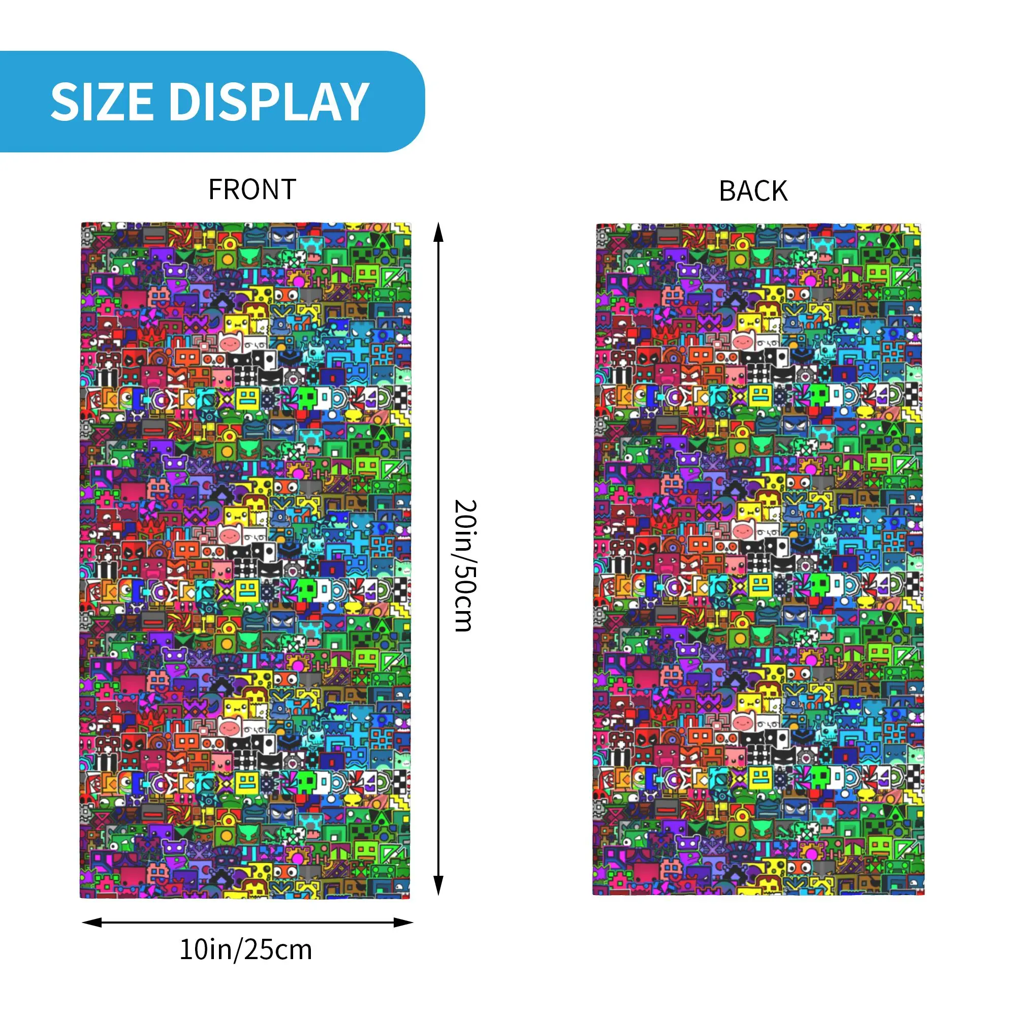 Custom Cartoon Geometry Dash Video Game  Bandana Neck Gaiter Windproof Face Scarf Cover Men Women  Headband Tube Balaclava