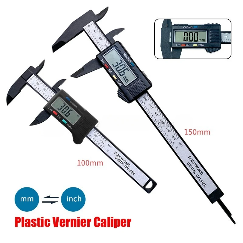 Plastic Vernier Calipers, Digital Display Calipers, Mini Text Game Calipers, Ruler 100 150mm, Watch Repair and Measurement Tools