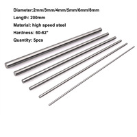5Pcs/set High Speed Steel Solid Round Rod 2mm 3mm 4mm 5mm 6mm 8mm linear shaft metric round rod Length 200mm
