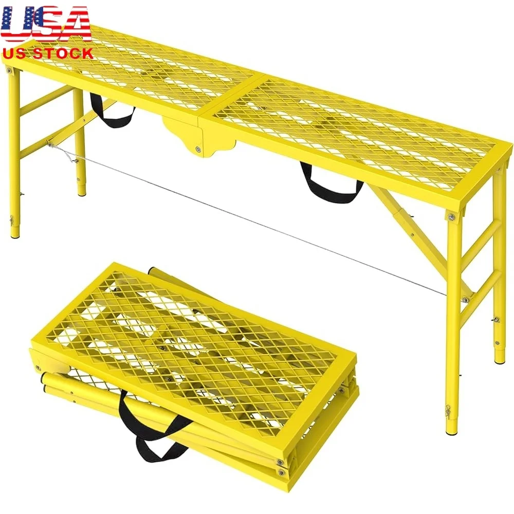 

Portable Folding Scaffolding Platform Adjustable Height Work Scaffold Non-Slip Steel Wire Mesh Durable and Sturdy Heavy Duty 770