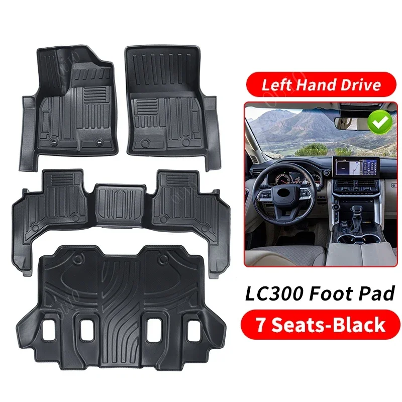 Alfombrillas de Piso o Maletero de TPE Impermeables y Antideslizantes, Hechas a Medida para Toyota Land Cruiser 300 LC300 2021-2025 VXR/GXR, para Todo Clima