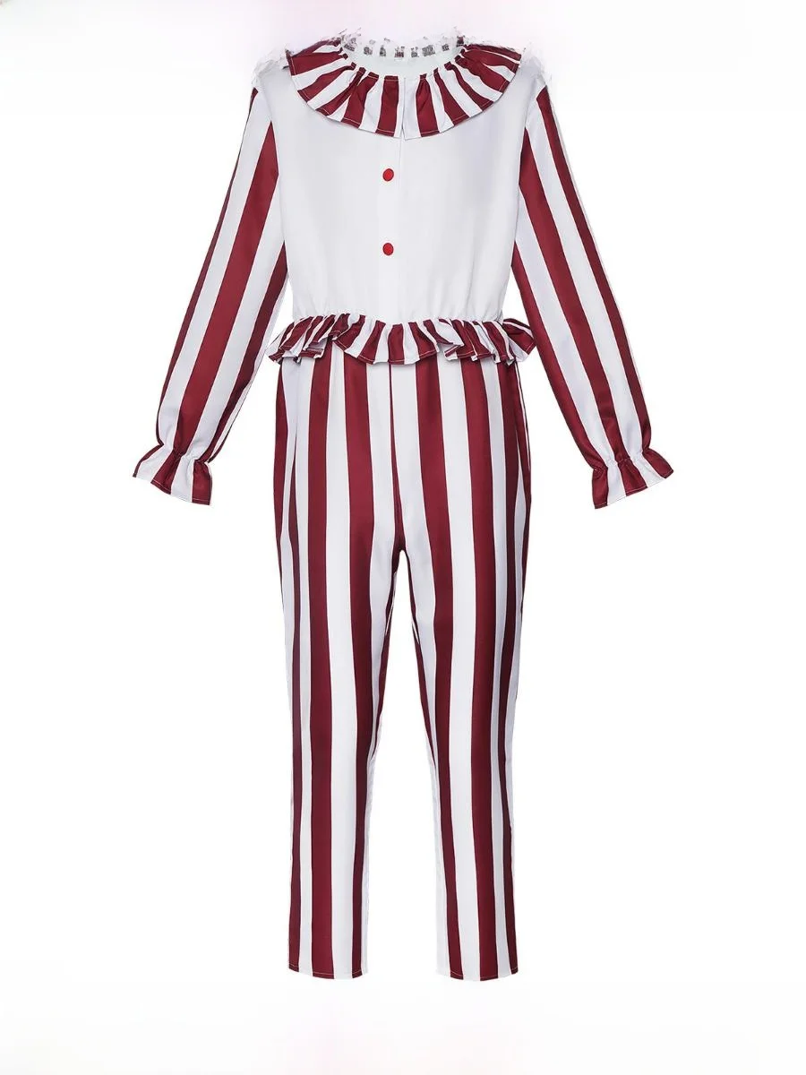 Scary Movie Clown Suit loween Red Stripe Stage Performance Costume Women's Traditional Chinese Clothing Festival Event
