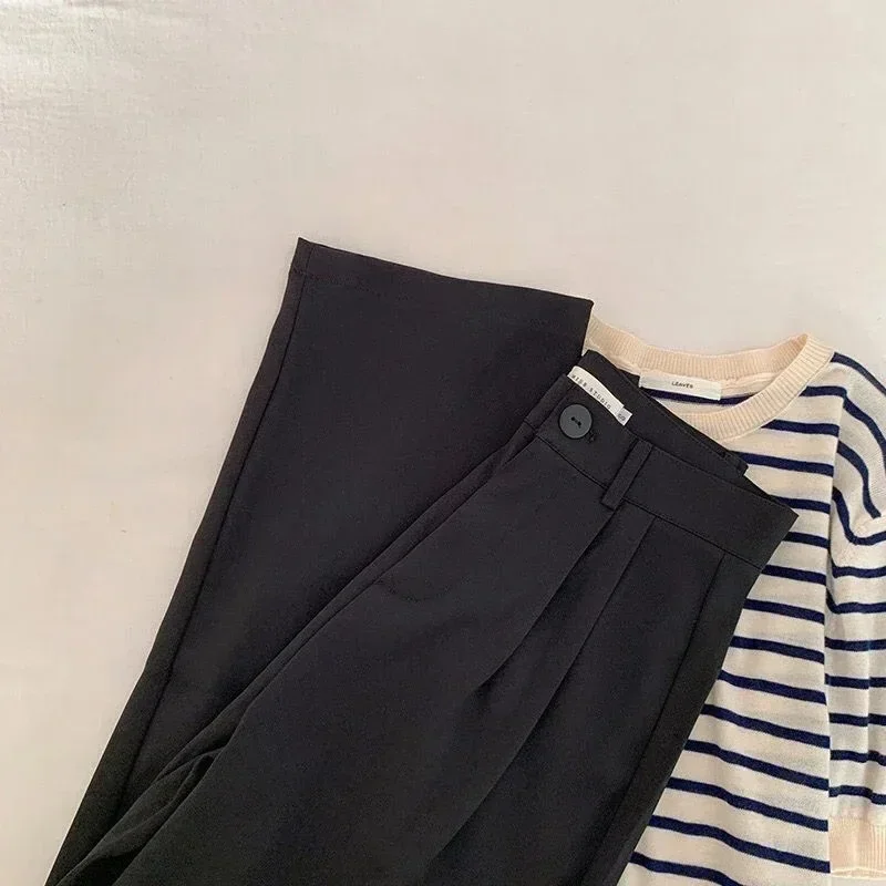 

High Waist Office Ladies Baggy Pants Womens Spring Summer Straight Suit Trousers Casual Jogger Trousers Ankle-length Pantalones