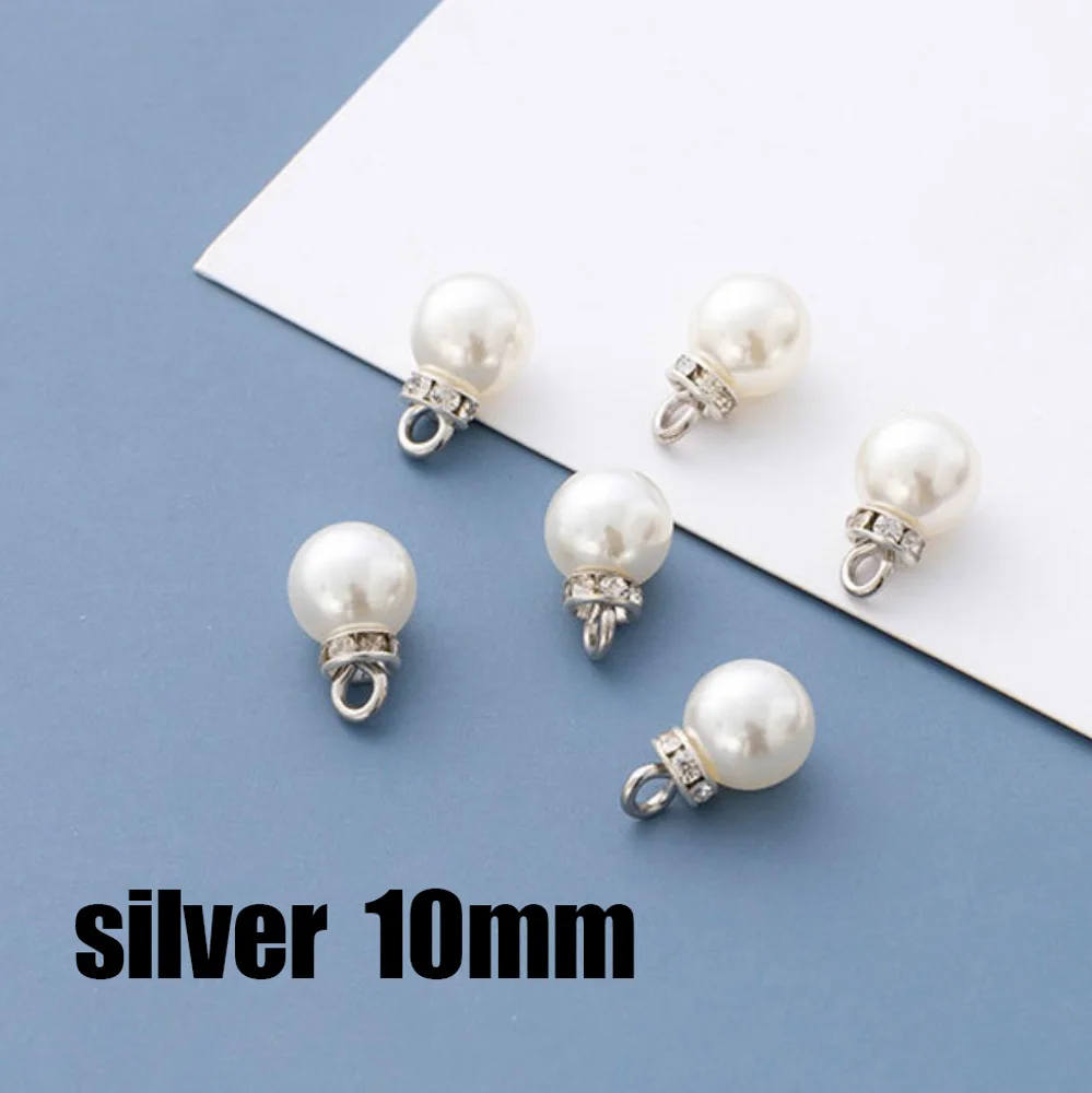 20/قطعة ABS اللؤلؤ حجر الراين قلادة جالبة للحظ نهاية الخرز Diy بها بنفسك أقراط قلادة سوار حبات اللؤلؤ صنع المجوهرات #5