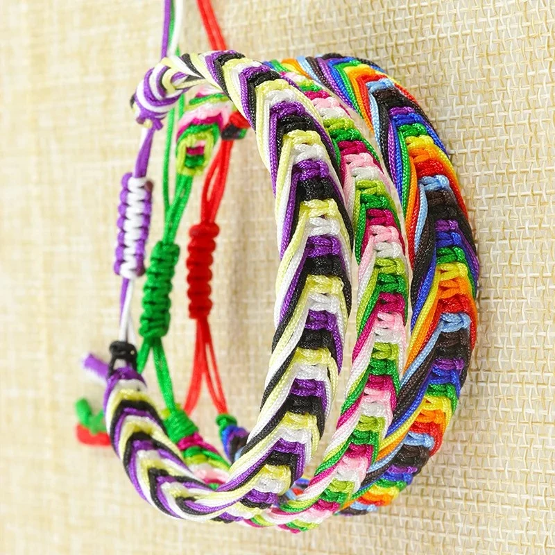 2Pcs Bohemian Woven Rope Bracelets Handmade Braided Jewelry for Women Friendship Couple Lucky Charm Fashion Gift