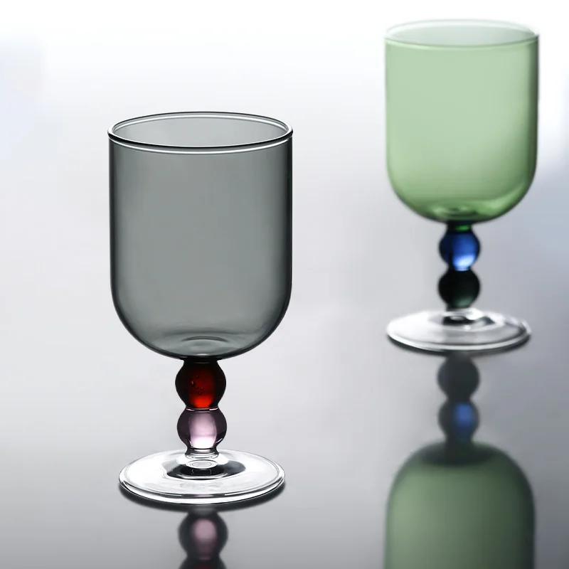 

Creative Multi-color Glass Goblet Juice Cold Drink Glass Wine Glass High-value Ice Cream Dessert Cup Coffee Cup