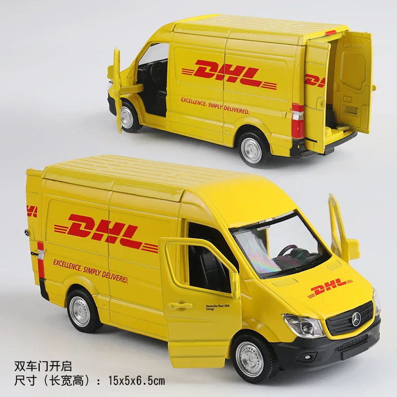 1:36 Mercedes Benz Sprinter DHL Van High Simulation Diecast Car Metal Alloy Model Car Children\'s toys collection gifts X31