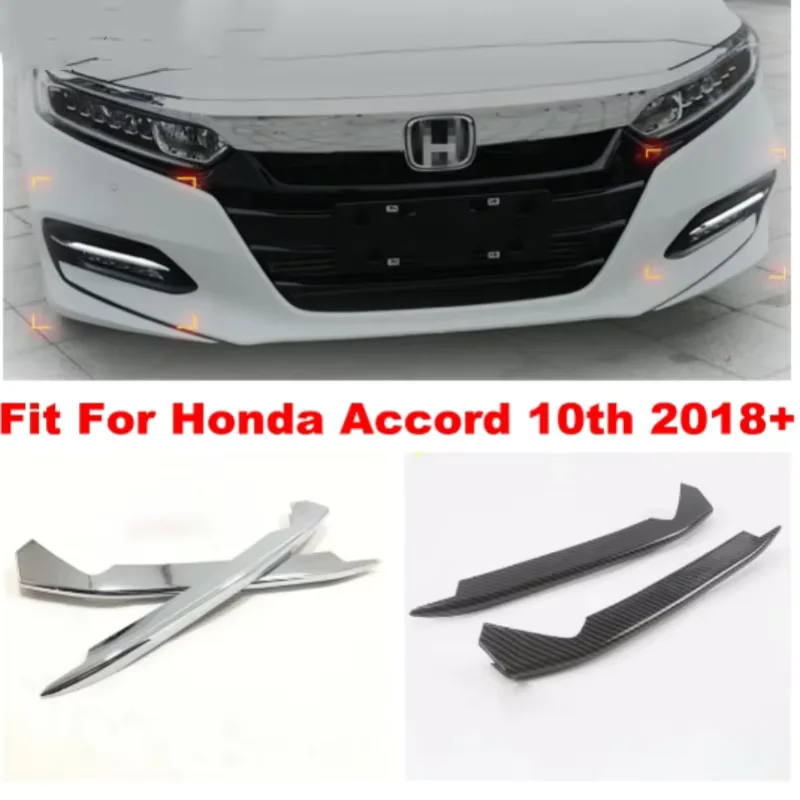

Front Bumper Fog Lights Lamps Eyelid Eyebrow Panel ABS Chrome / Carbon Fiber Look Cover Trim For Honda Accord 10th 2018 - 2022