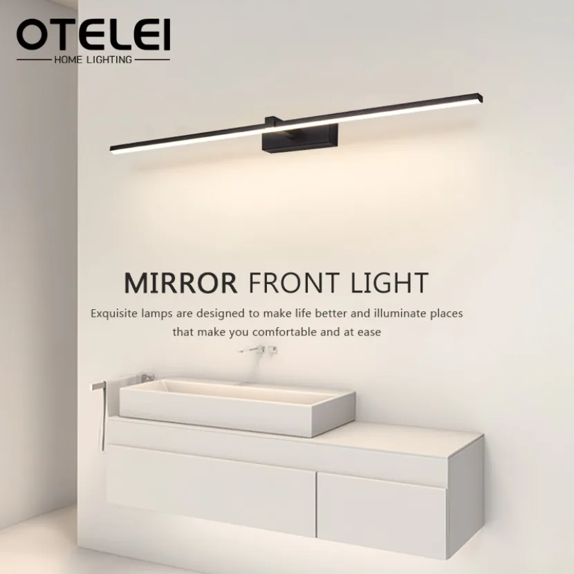 

Modern Bathroom LED Wall Lamp Aluminum Alloy Minimalist Strip Mirror Line Lamp White and Black Bathroom Home Indoor Lighting