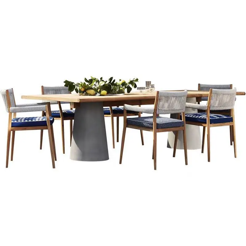 

Outdoor teak tables and chairs, restaurants, hotel villas, courtyards, leisure gardens, solid wood, waterproof and sunscreen