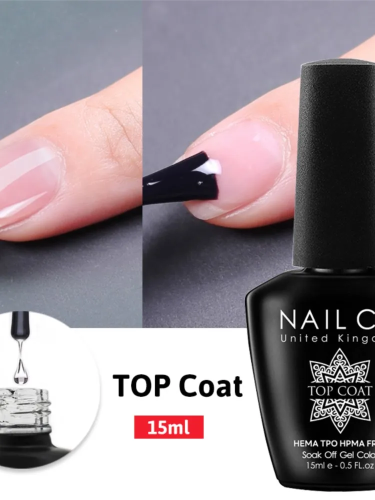 NAILCO 1/2 Stück Basislack Überlack für Nägel Langanhaltender Klarer Überlack LED UV Nagelstärkung Hochglanz-Finish-Gel HEMA-FREI TPO