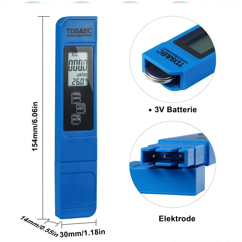 Professioneller 3-in-1 Tester Wassermessgerät TDS EC Temperaturmessgerät Digitaler LCD-Wassertester Stift Reinheitsfilter Wasserqualität – Detail 3