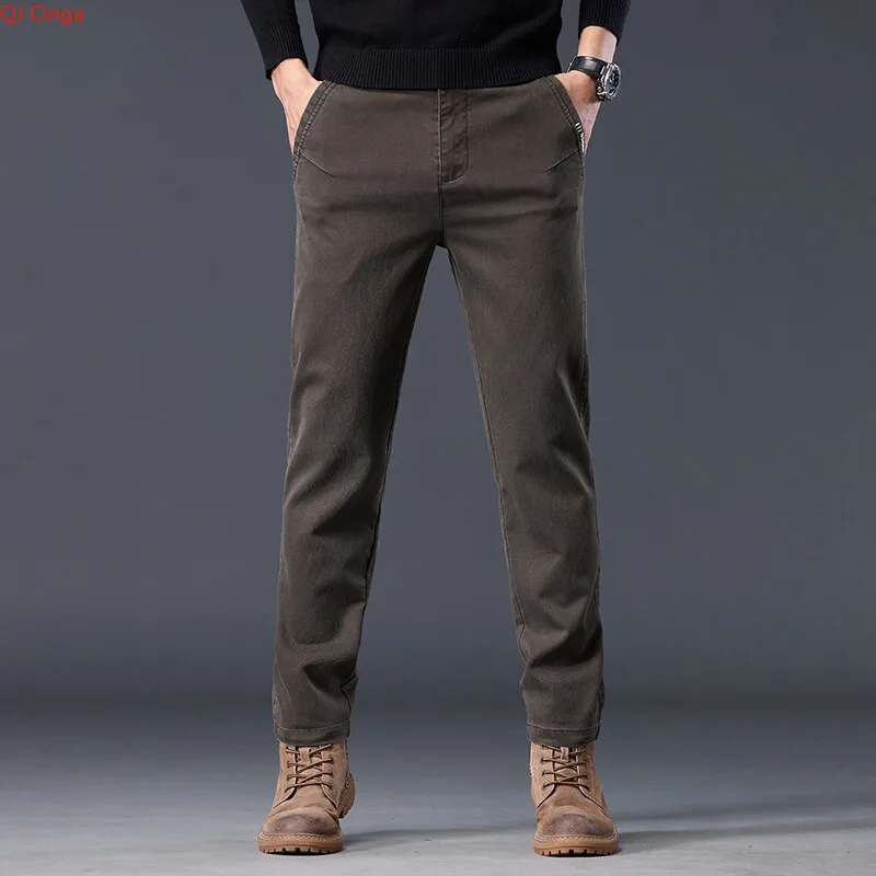 

2026 Spring New Arrival Men's Dark Brown Pants, Black Slim-Fit Straight-Leg Trousers, Asian Sizes 28-36 38.