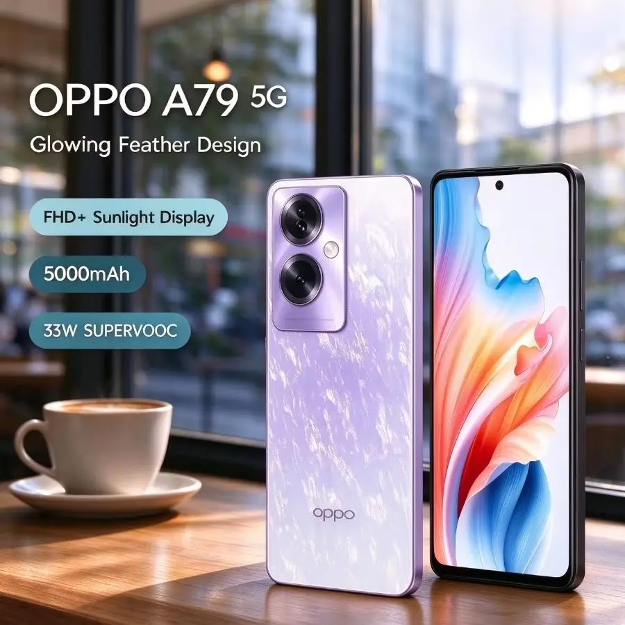 2026 new OPPO A79 Global Edition 6.72in 90Hz display 50MP camera 5000mAh battery 33W fast charge dual SIM 8GB+256GB storage