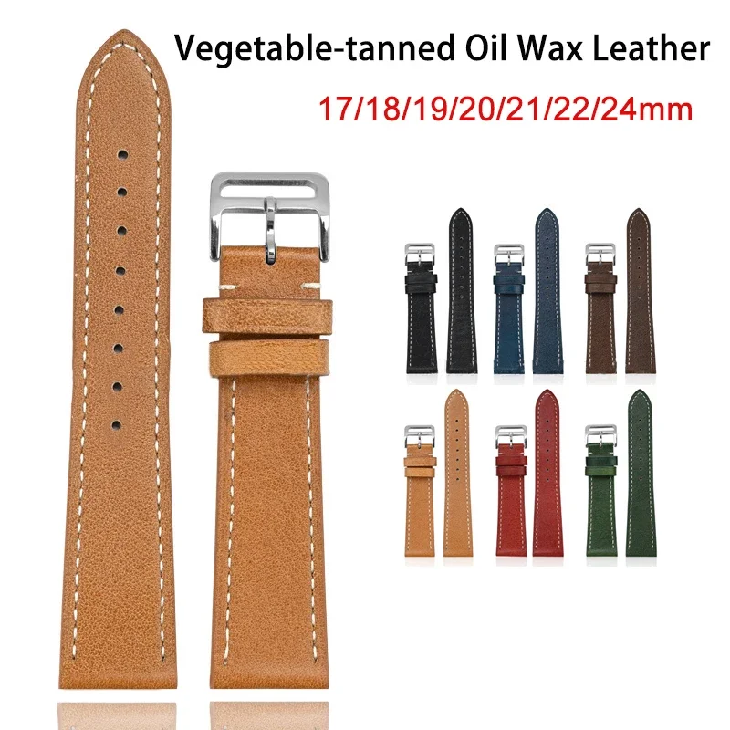 Echtes Leder Uhrenarmband 17/18/19/20/21/22/24mm Schnellverschluss Öl Wachs Leder Männer Frauen Ersetzen Armband Band Zubehör