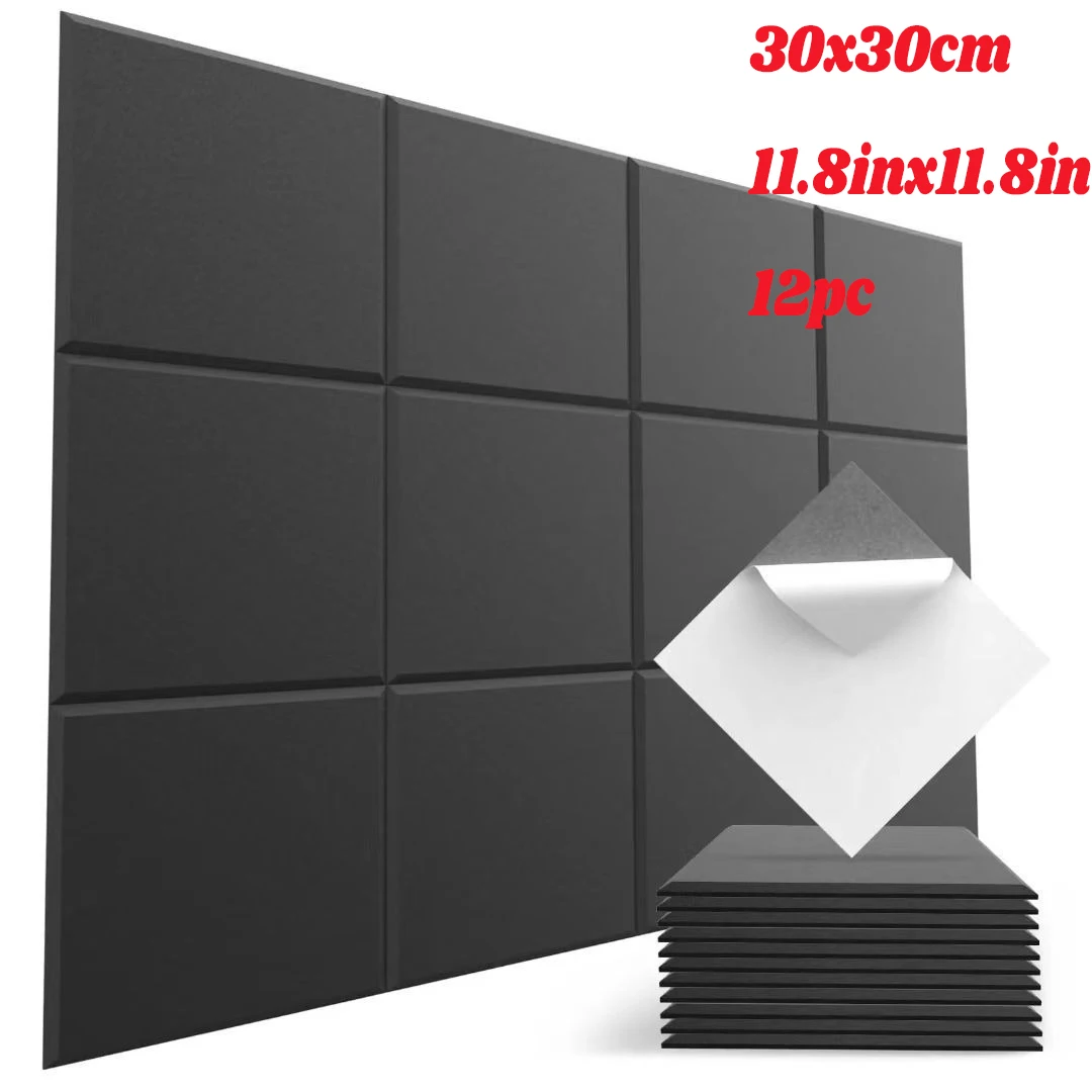 Panel acústico de insonorización Diy, 12 Uds., decoración, Panel de absorción acústica, aislamiento acústico para estudio en casa, paneles absorbentes de sonido
