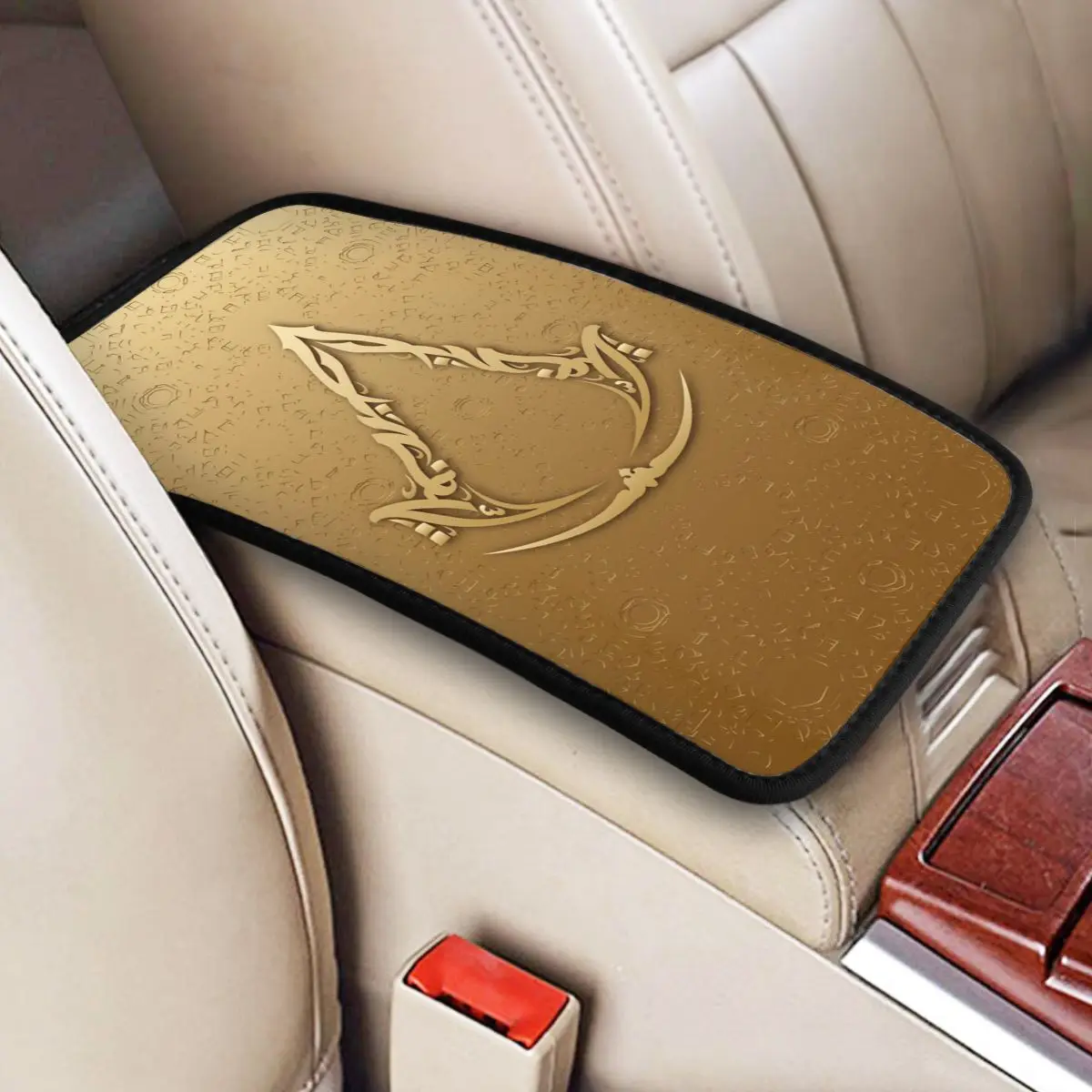 32x19cm Car Armrest Cover Mat Assassins Creed Mirage Center Console Protective Cushion Pad Car Interior Accessories Non-slip