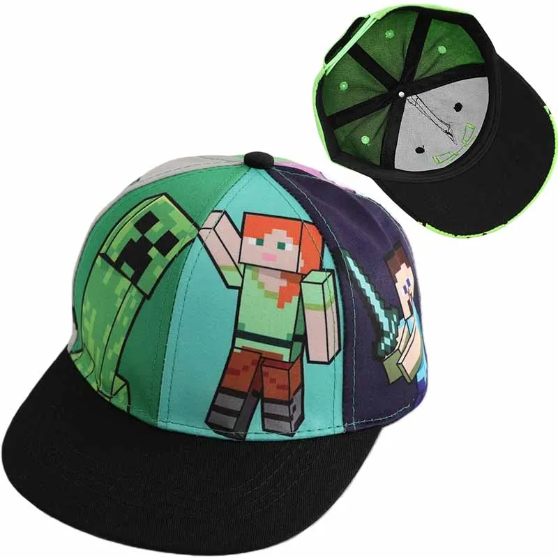 

Детская бейсболка Minecraft с вышивкой, детская шляпа от солнца для мальчиков и девочек, уличная регулируемая бейсболка в стиле хип-хоп, крутая повседневная бейсболка Snapback