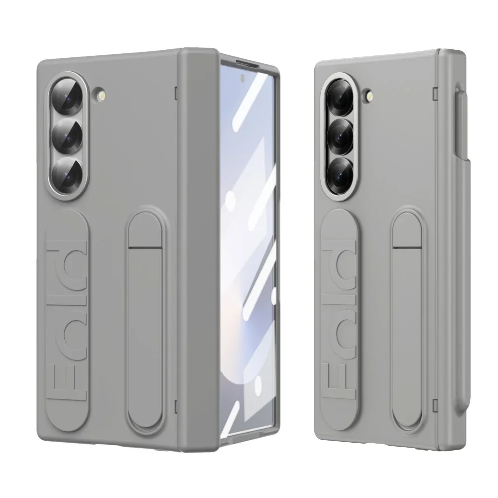 Cases For Samsung Galaxy Z Fold 6 5 4 3 Phone Case Folding Official Wristband Pen Slot Hinge Shell Film Z Fold6 Protective Cover