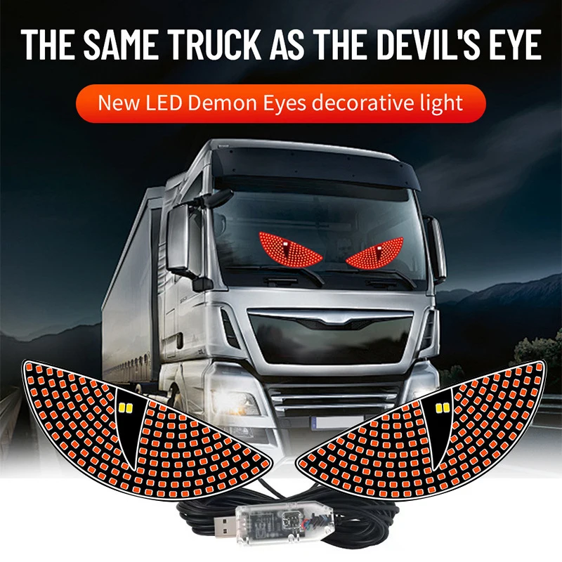 

2Pcs Car LED Devil Eye Decorative Light Rear Warning Light Red Dynamic Demon Eyes Atmosphere Light Auto Decoration Accessories