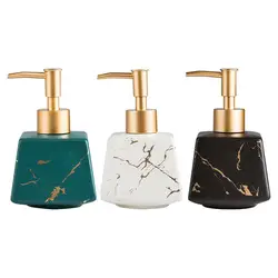 Bathroom Vanity Marble Imitated Ceramic Dish Soap Lotion Dispenser 260ml Pump Bottle Container Refillable