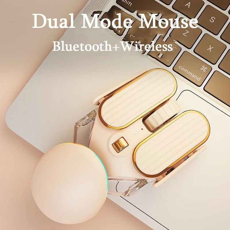 CHYI Bluetooth 2.4G Wireless Mouse Rechargeable Type-C Dual Mode Silent Mice USB Optical Cute 2400DPI Gaming Mouse For Laptop PC