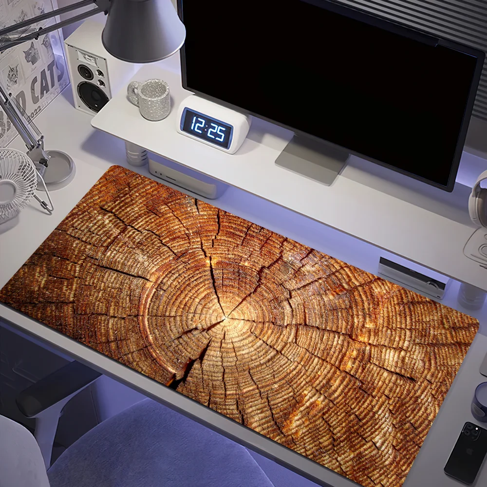 Red Texture Brown Wood Annual Ring Mouse Pad Desk Mat Large Non-slip Anti-fray Keyboard Ergonomic Office Rubber PC Home Custom